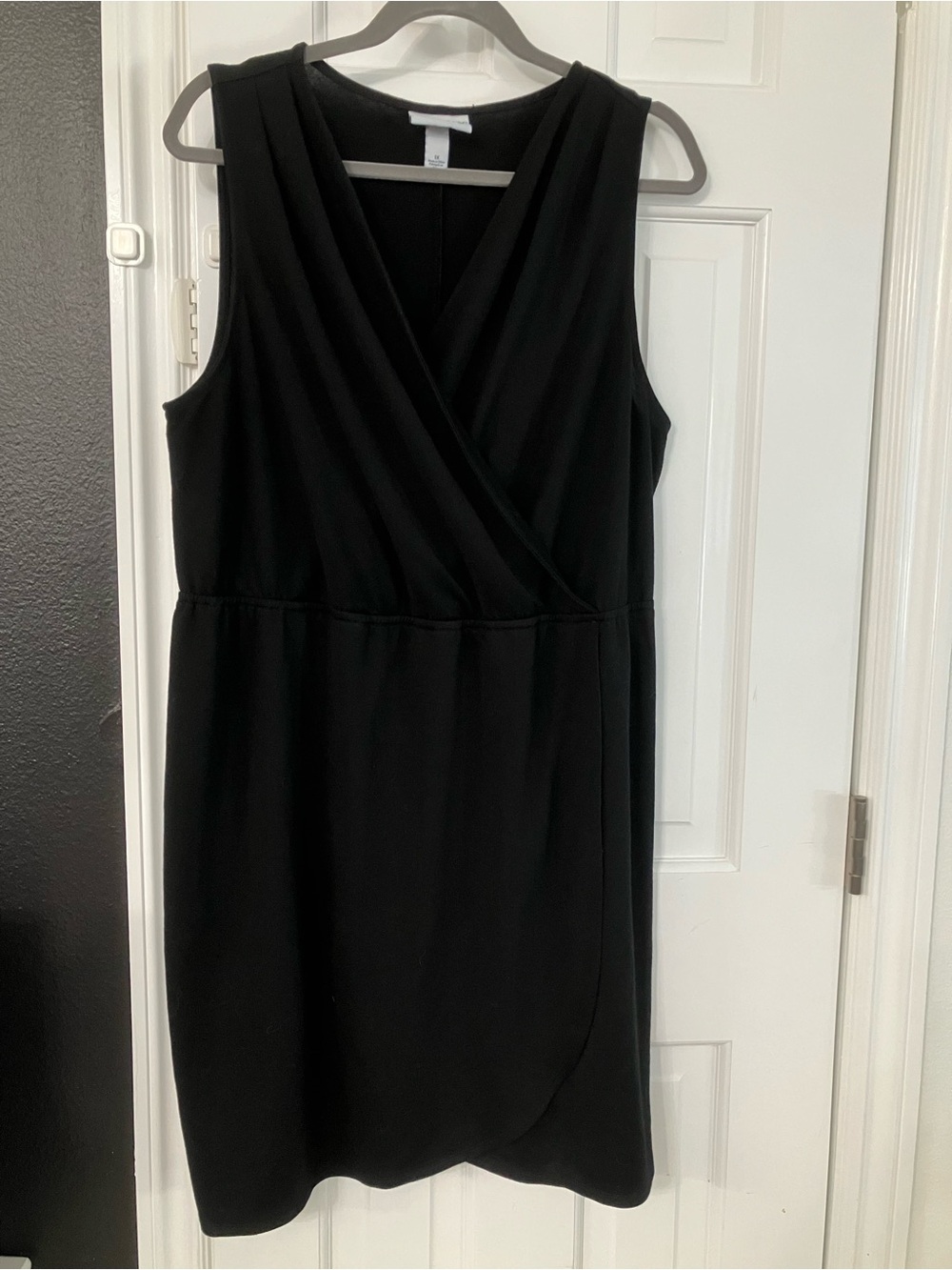 Ava & Viv Black Sleeveless Faux-Wrap Midi Dress